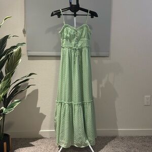 Pastel green maxi corset dress